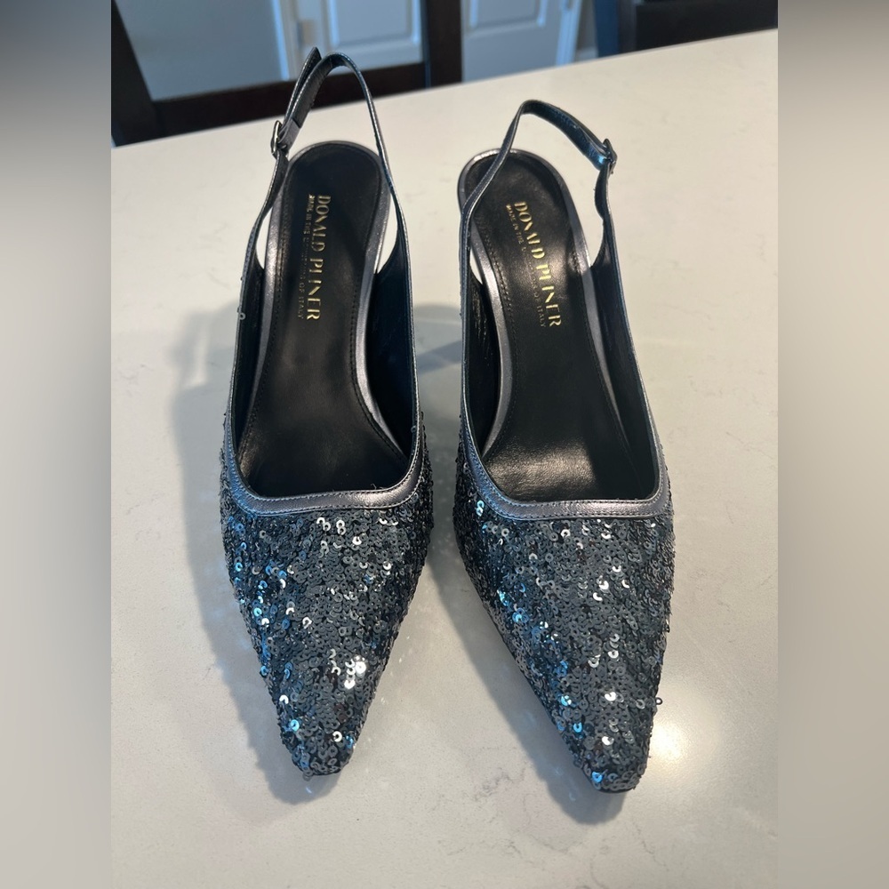Donald J. Pliner Silver Sequin Heels